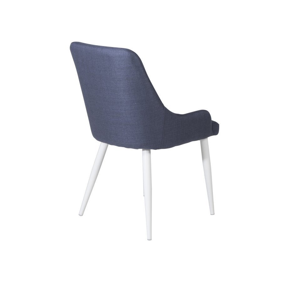 VENTURE DESIGN Plaza spisebordstol, med armlener - bl polyester og hvitt metall