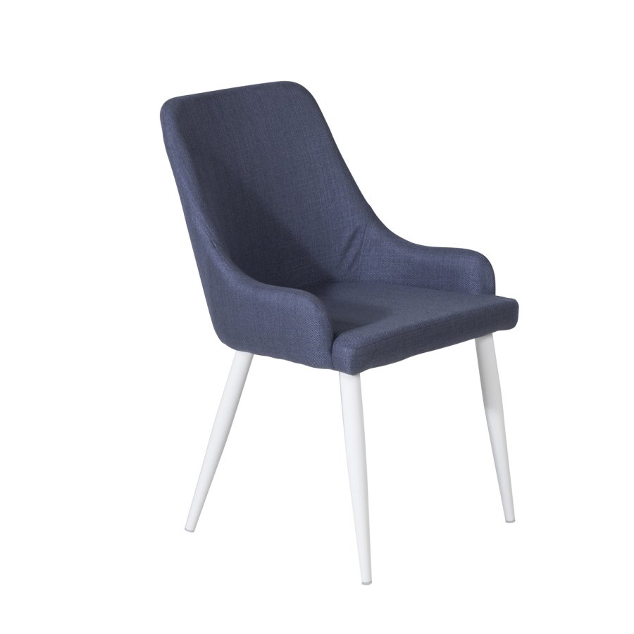 VENTURE DESIGN Plaza spisebordstol, med armlener - bl polyester og hvitt metall