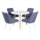VENTURE DESIGN Plaza spisebordstol, med armlener - bl polyester og hvitt metall