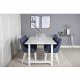 VENTURE DESIGN Plaza spisebordstol, med armlener - bl polyester og hvitt metall