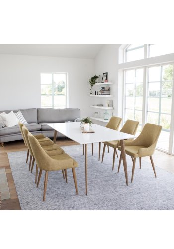 VENTURE DESIGN Polar spisebord - hvit MDF og naturlig metall (180x90)