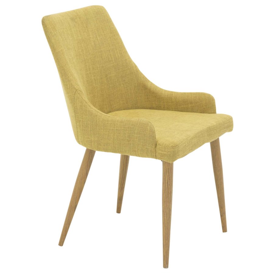 VENTURE DESIGN Plaza spisebordstol, med armlener - sennepsgul polyester og metall