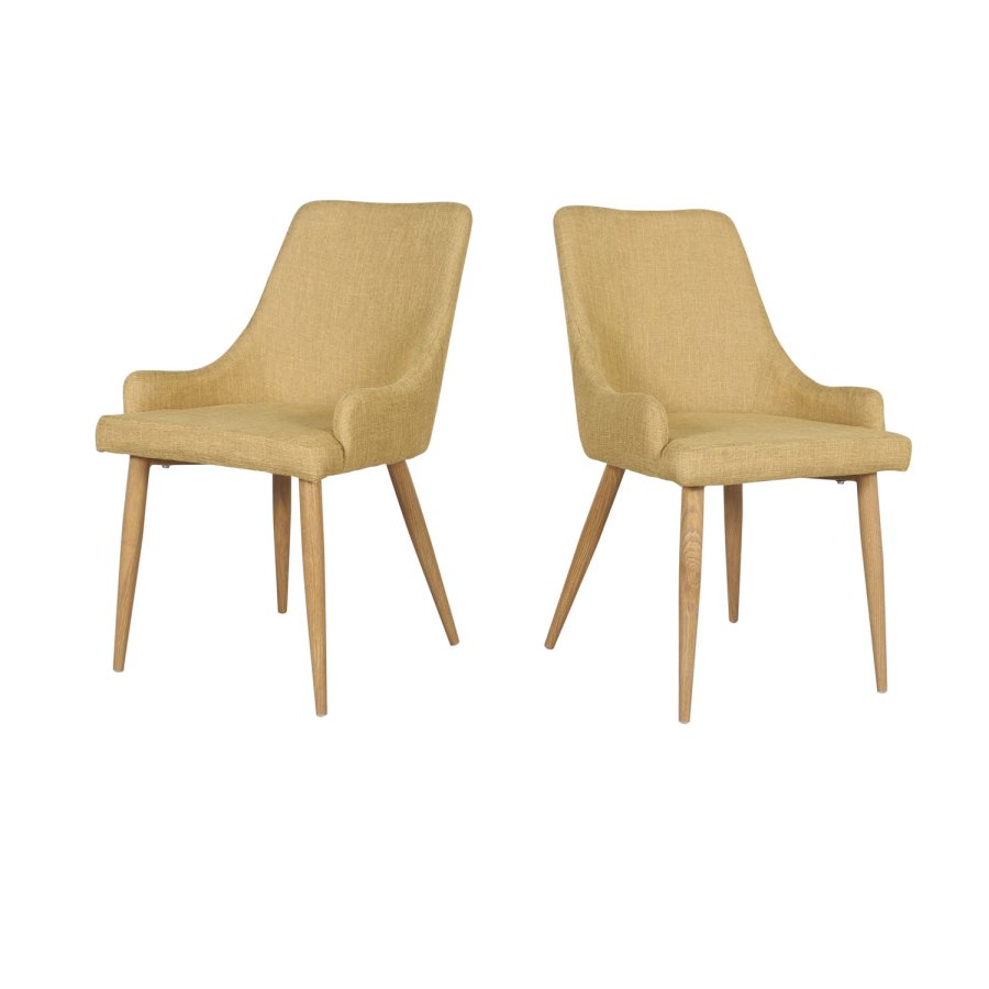 VENTURE DESIGN Plaza spisebordstol, med armlener - sennepsgul polyester og metall