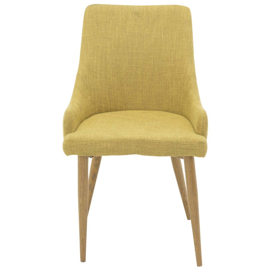 VENTURE DESIGN Plaza spisebordstol, med armlener - sennepsgul polyester og metall