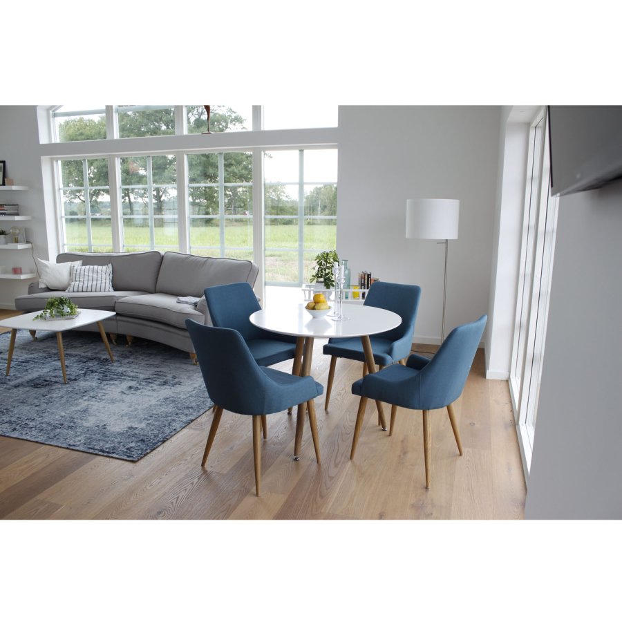 VENTURE DESIGN Plaza spisebordstol, med armlener - bl polyester og metall