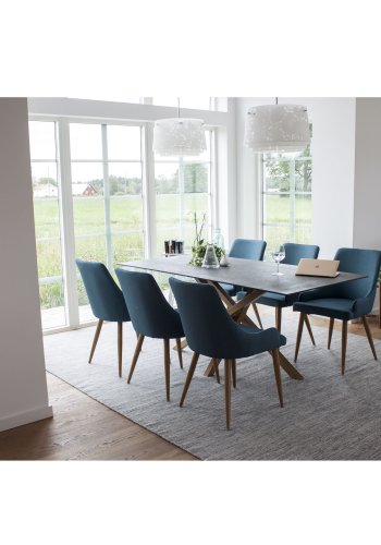 VENTURE DESIGN Plaza spisebordstol, med armlener - bl polyester og metall