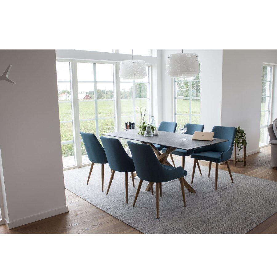 VENTURE DESIGN Plaza spisebordstol, med armlener - bl polyester og metall