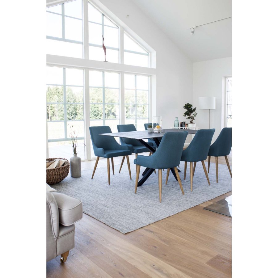 VENTURE DESIGN Plaza spisebordstol, med armlener - bl polyester og metall