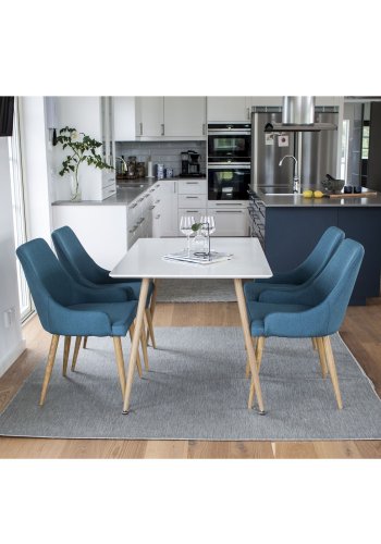 VENTURE DESIGN Plaza spisebordstol, med armlener - bl polyester og metall