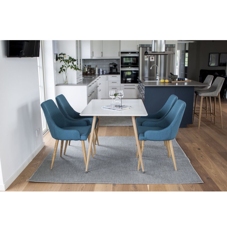 VENTURE DESIGN Plaza spisebordstol, med armlener - bl polyester og metall