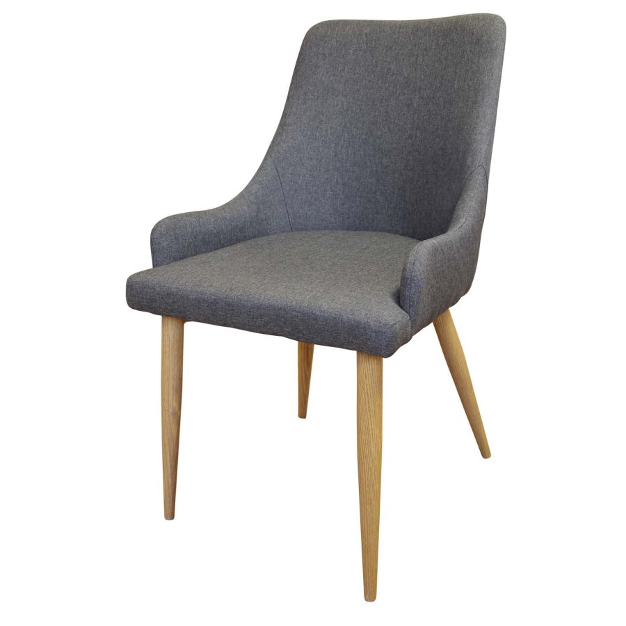 VENTURE DESIGN Plaza spisebordstol, m. armlener - mrkegr polyester og metall