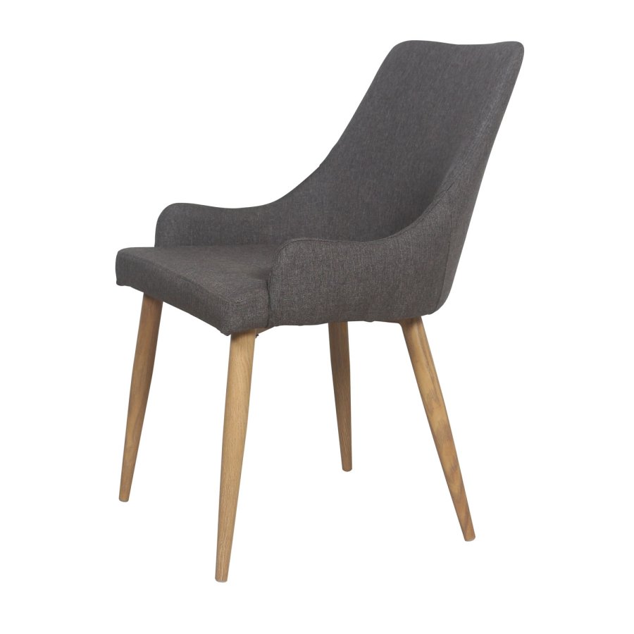 VENTURE DESIGN Plaza spisebordstol, m. armlener - mrkegr polyester og metall