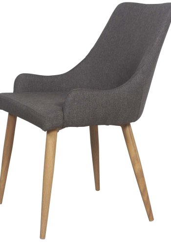 VENTURE DESIGN Plaza spisebordstol, m. armlener - mrkegr polyester og metall