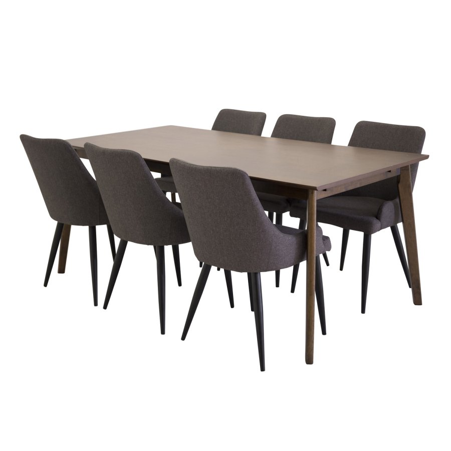 VENTURE DESIGN Plaza spisebordstol, m. armlener - mrkegr polyester og metall