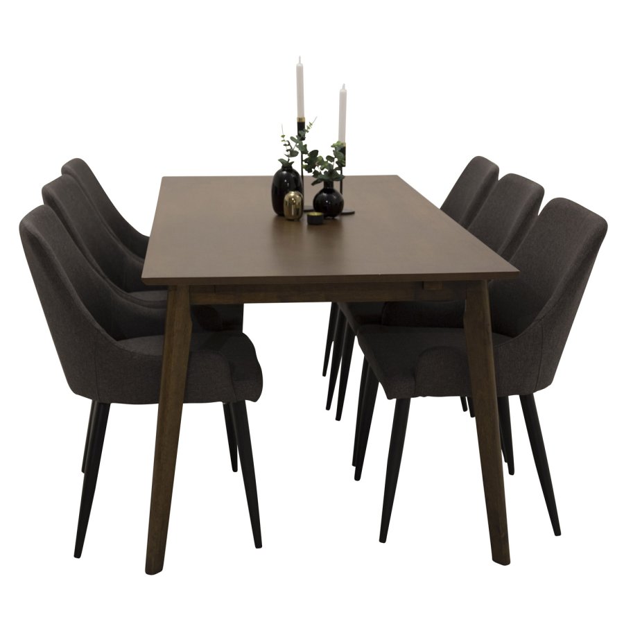 VENTURE DESIGN Plaza spisebordstol, m. armlener - mrkegr polyester og metall