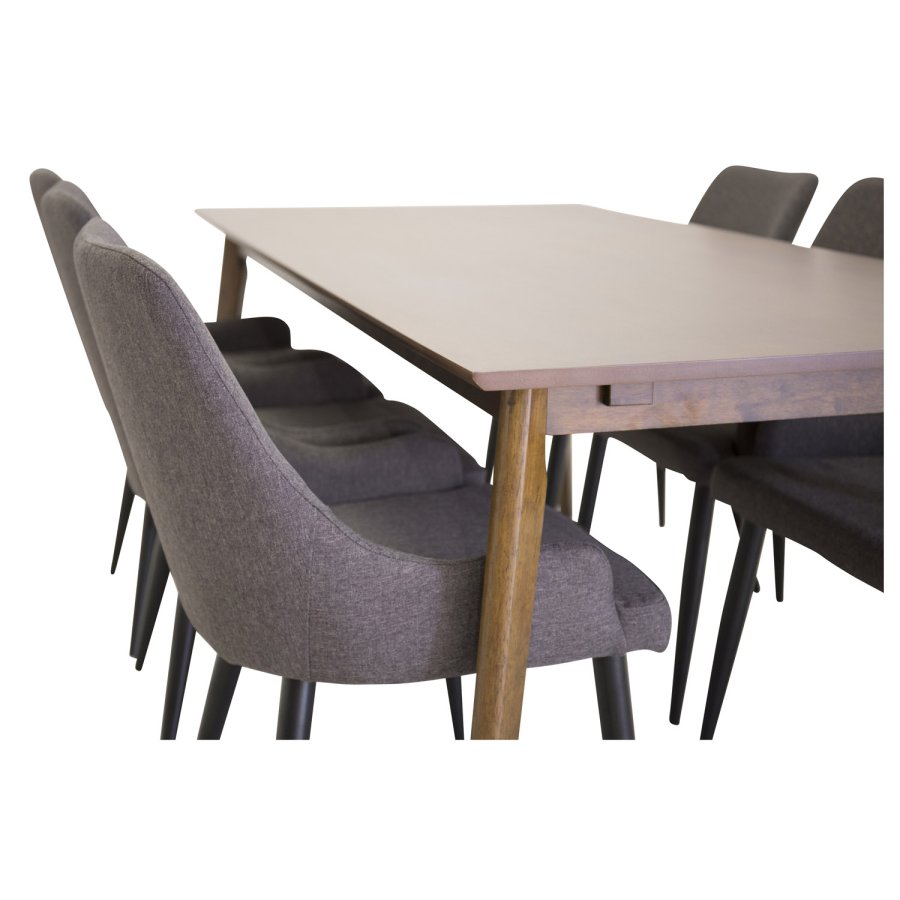 VENTURE DESIGN Plaza spisebordstol, m. armlener - mrkegr polyester og metall