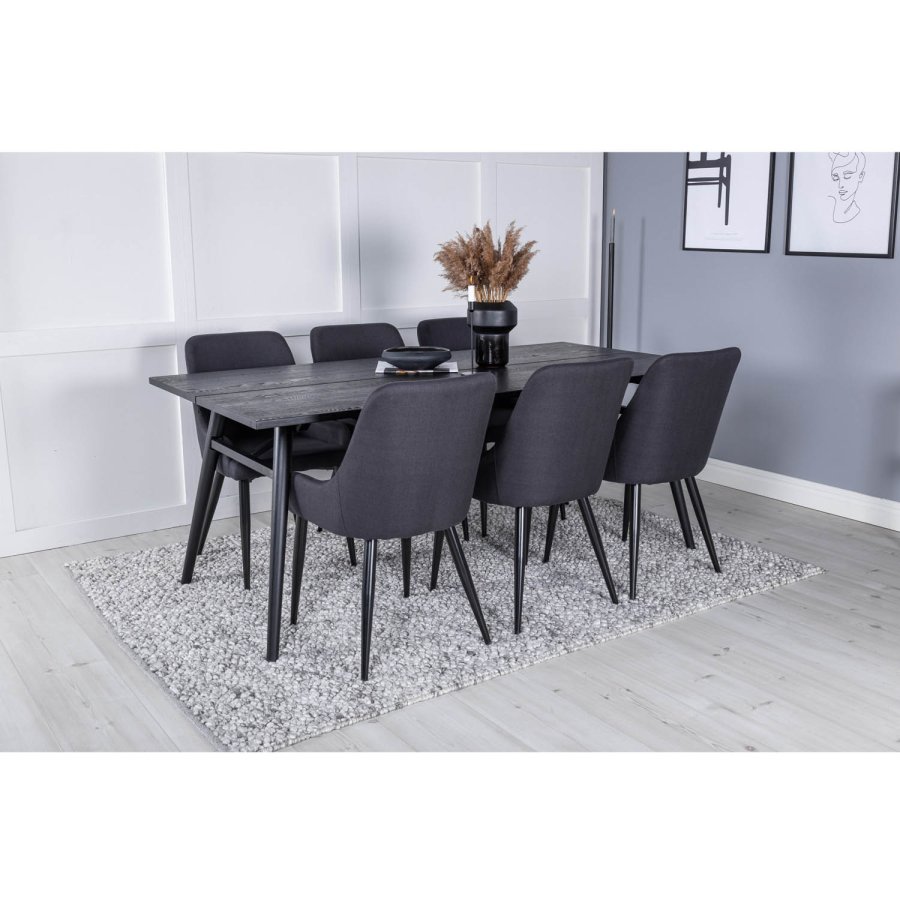 VENTURE DESIGN Plaza spisebordstol, med armlener - svart polyester og sort metall