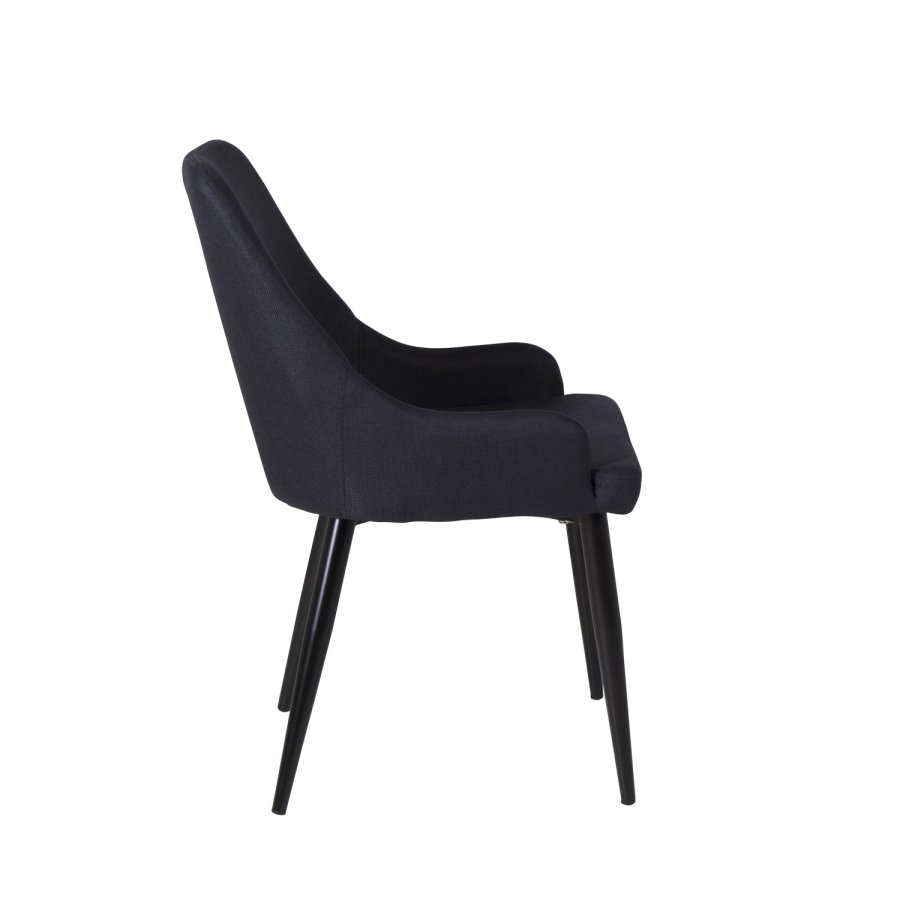 VENTURE DESIGN Plaza spisebordstol, med armlener - svart polyester og sort metall