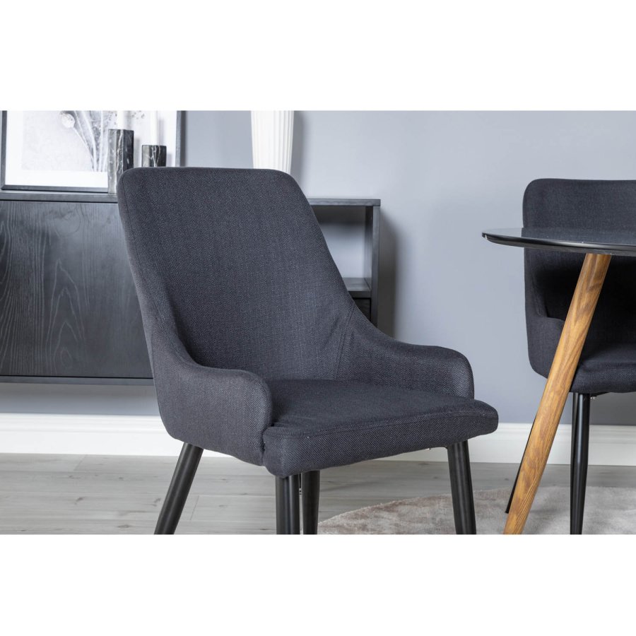 VENTURE DESIGN Plaza spisebordstol, med armlener - svart polyester og sort metall