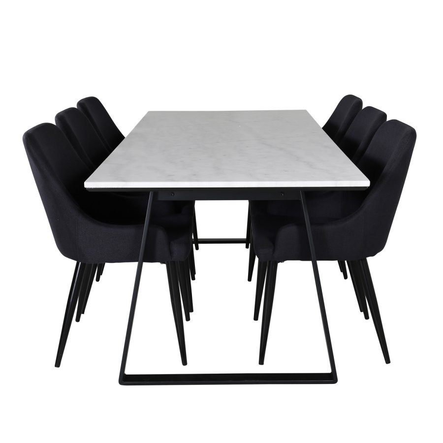 VENTURE DESIGN Plaza spisebordstol, med armlener - svart polyester og sort metall