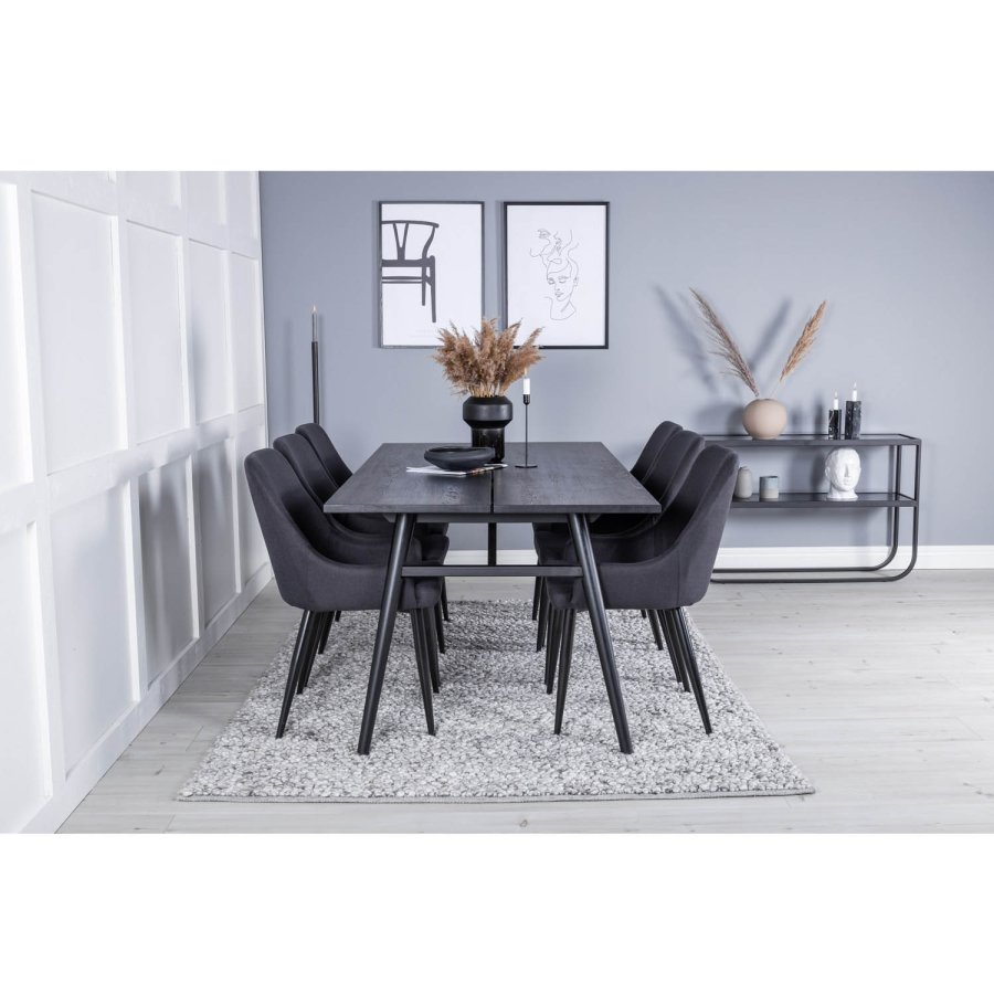 VENTURE DESIGN Plaza spisebordstol, med armlener - svart polyester og sort metall