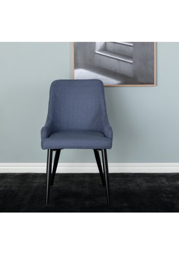 VENTURE DESIGN Plaza spisebordstol, med armlener - bl polyester og sort metall