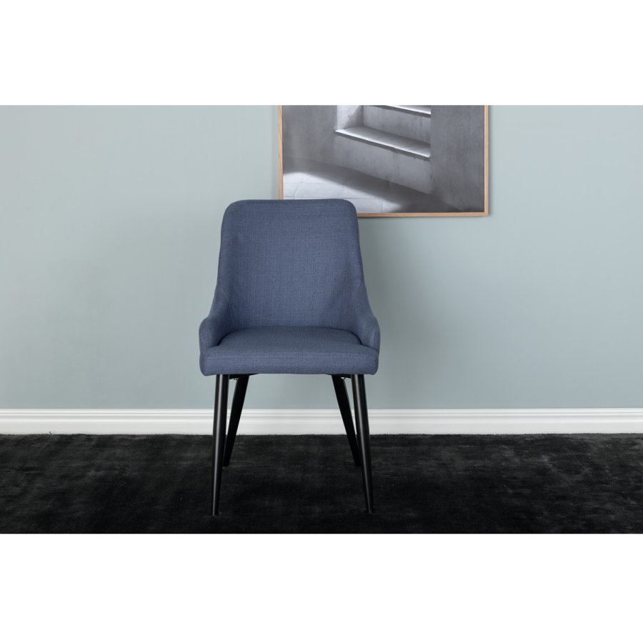 VENTURE DESIGN Plaza spisebordstol, med armlener - bl polyester og sort metall