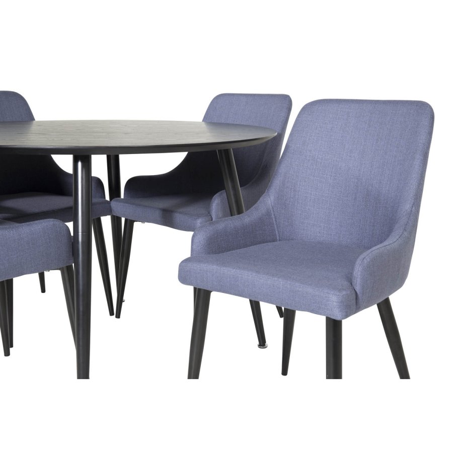 VENTURE DESIGN Plaza spisebordstol, med armlener - bl polyester og sort metall