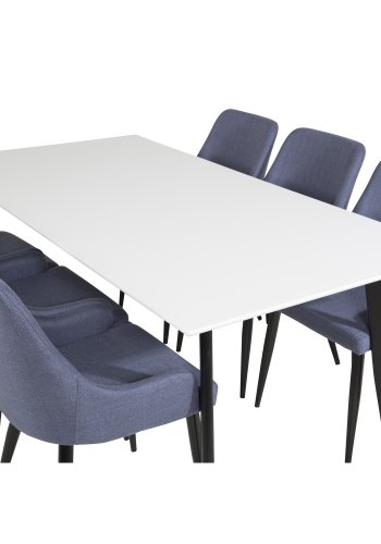 VENTURE DESIGN Plaza spisebordstol, med armlener - bl polyester og sort metall