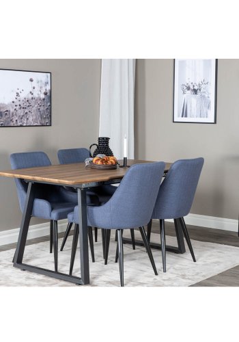 VENTURE DESIGN Plaza spisebordstol, med armlener - bl polyester og sort metall