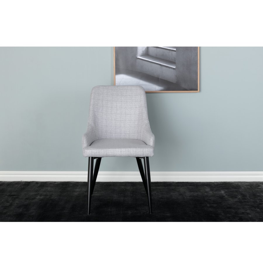 VENTURE DESIGN Plaza spisebordstol, med armlener - lys gr polyester og sort metall