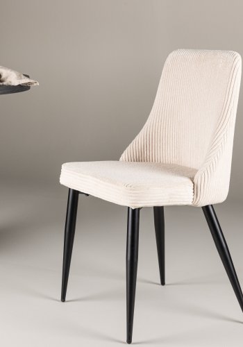 VENTURE DESIGN Leone spisestuestol - beige polyesterflyel og sort stl