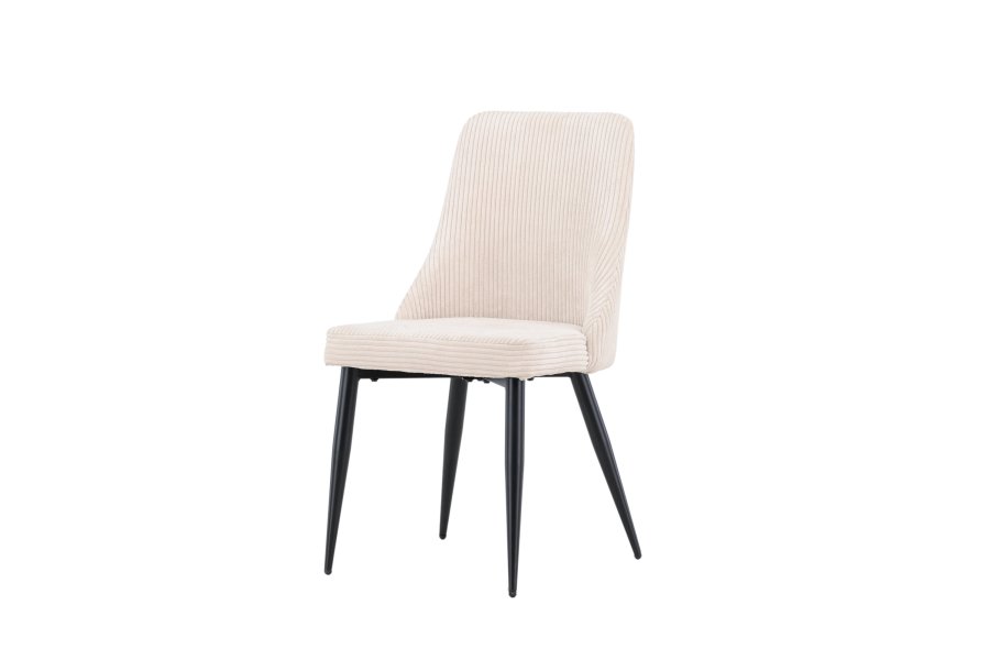 VENTURE DESIGN Leone spisestuestol - beige polyesterflyel og sort stl