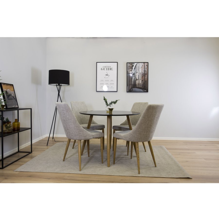 VENTURE DESIGN Leone spisebordsstol, med armlener - lys gr polyester og naturmetall