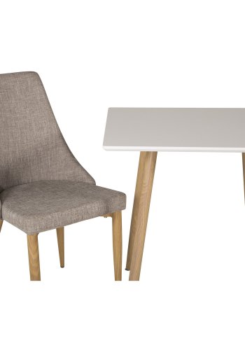 VENTURE DESIGN Leone spisebordsstol, med armlener - lys gr polyester og naturmetall