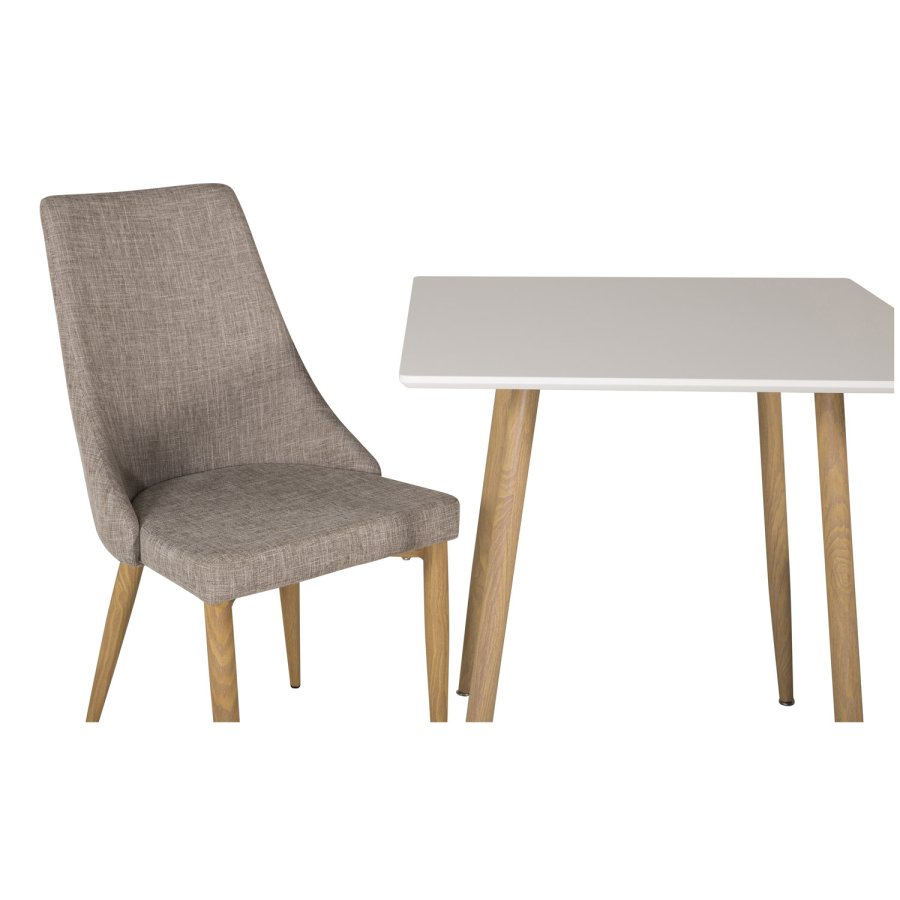 VENTURE DESIGN Leone spisebordsstol, med armlener - lys gr polyester og naturmetall