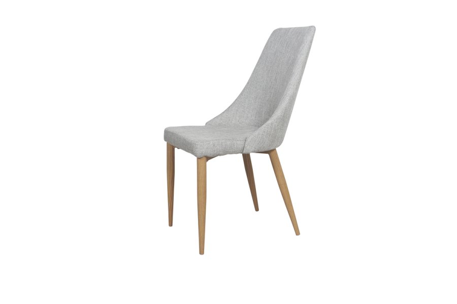 VENTURE DESIGN Leone spisebordsstol, med armlener - lys gr polyester og naturmetall