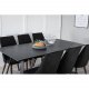 VENTURE DESIGN Leone spisebordsstol, med armlener - svart polyester og valntt foliemetall