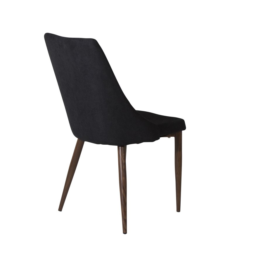 VENTURE DESIGN Leone spisebordsstol, med armlener - svart polyester og valntt foliemetall