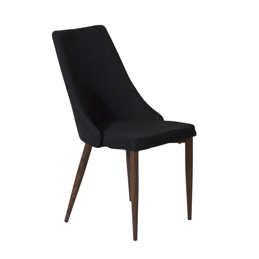 VENTURE DESIGN Leone spisebordsstol, med armlener - svart polyester og valntt foliemetall