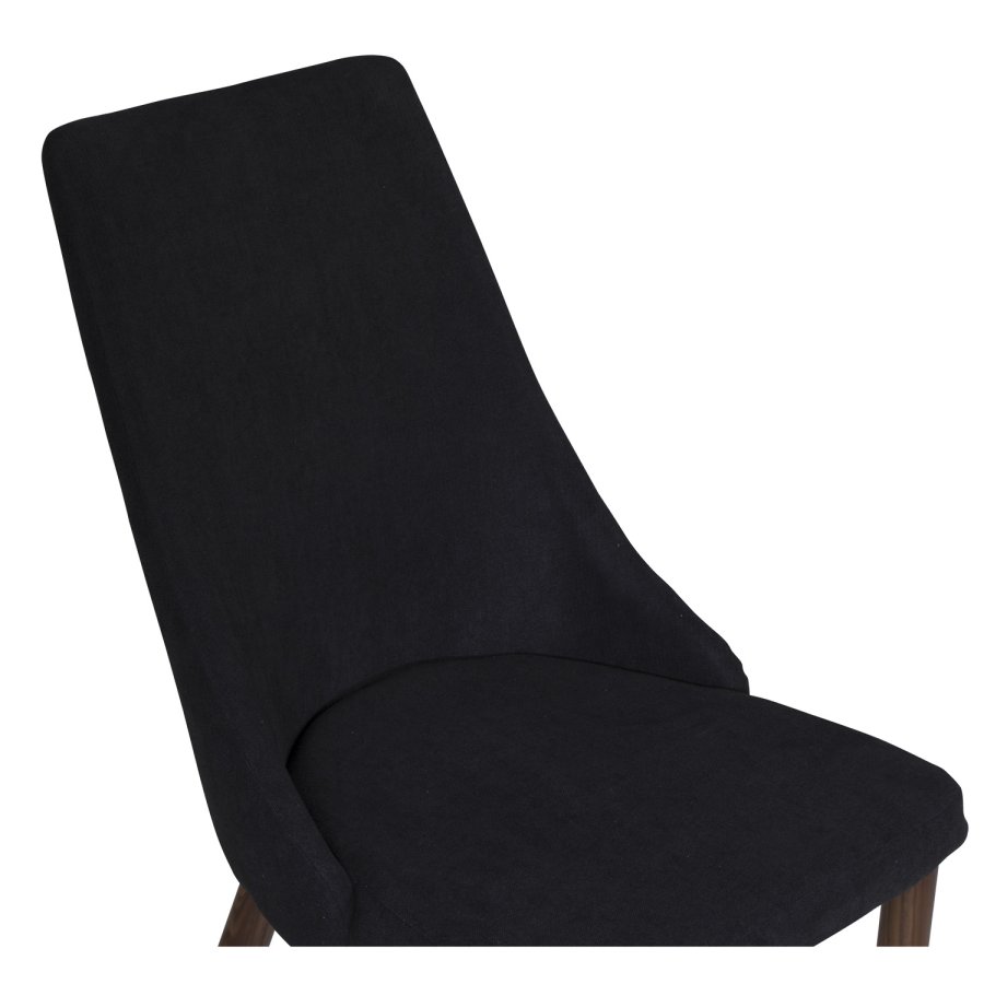 VENTURE DESIGN Leone spisebordsstol, med armlener - svart polyester og valntt foliemetall