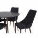 VENTURE DESIGN Leone spisebordsstol, med armlener - svart polyester og valntt foliemetall