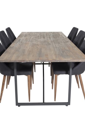 VENTURE DESIGN Leone spisebordsstol, med armlener - svart polyester og valntt foliemetall