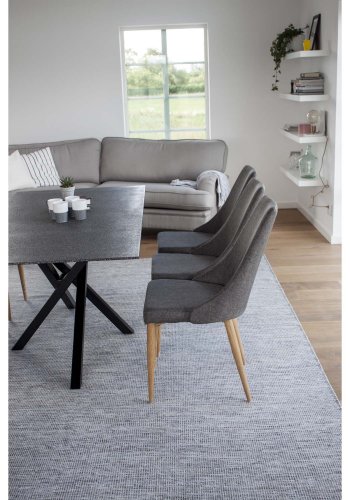 VENTURE DESIGN Leone spisebordstol, med armlener - mrkegr polyester og naturmetall