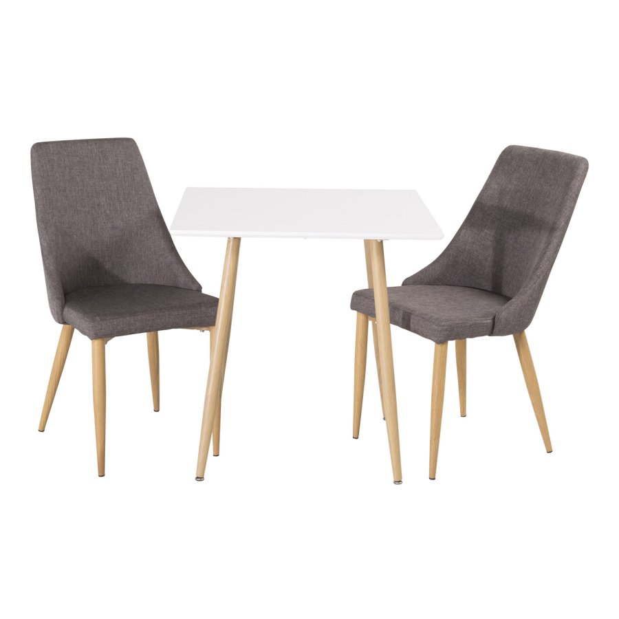 VENTURE DESIGN Leone spisebordstol, med armlener - mrkegr polyester og naturmetall
