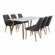 VENTURE DESIGN Leone spisebordstol, med armlener - mrkegr polyester og naturmetall