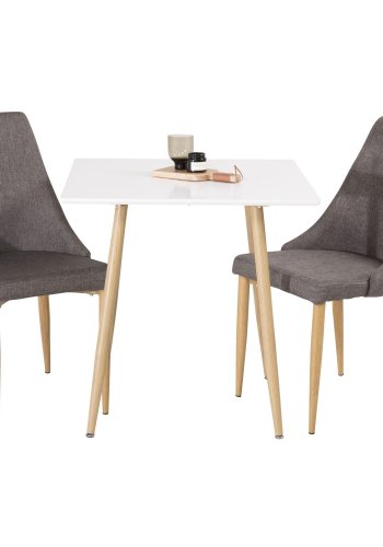 VENTURE DESIGN Leone spisebordstol, med armlener - mrkegr polyester og naturmetall
