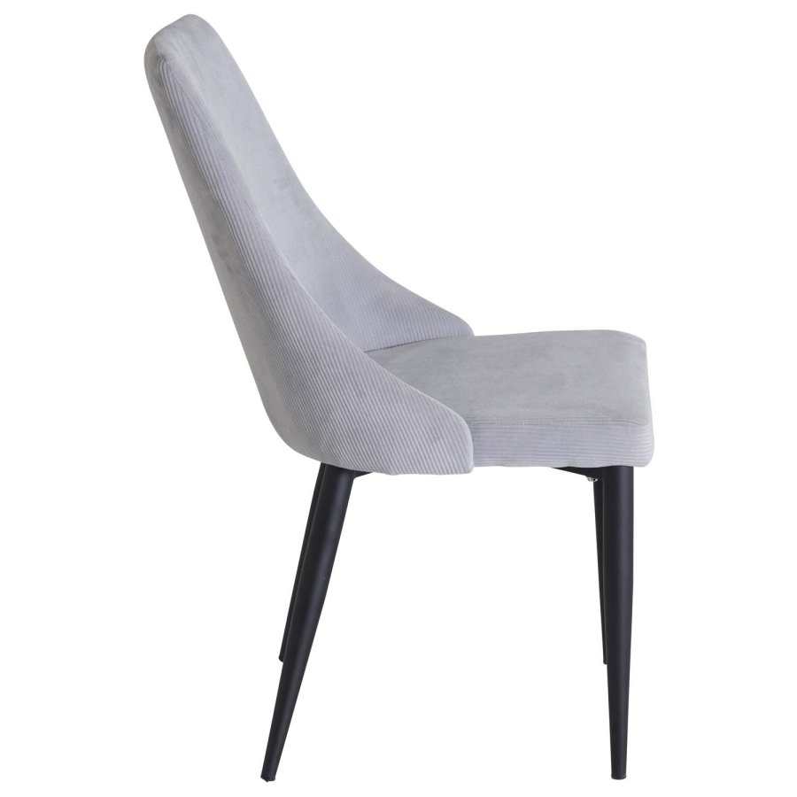 VENTURE DESIGN Leone spisebordstol, med armlener - lys gr flyel og sort metall