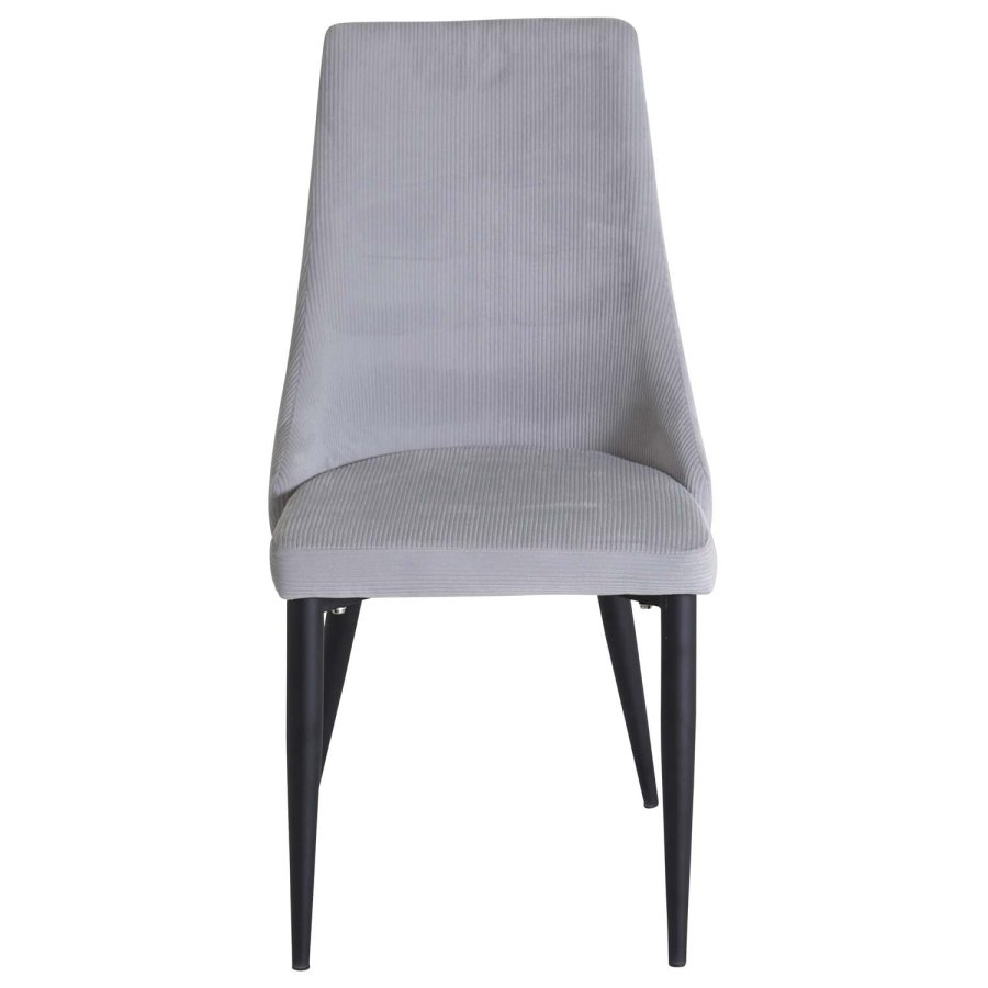 VENTURE DESIGN Leone spisebordstol, med armlener - lys gr flyel og sort metall