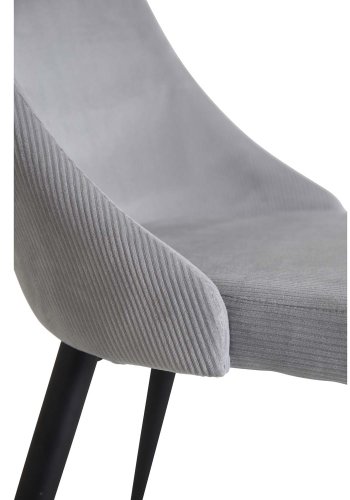 VENTURE DESIGN Leone spisebordstol, med armlener - lys gr flyel og sort metall